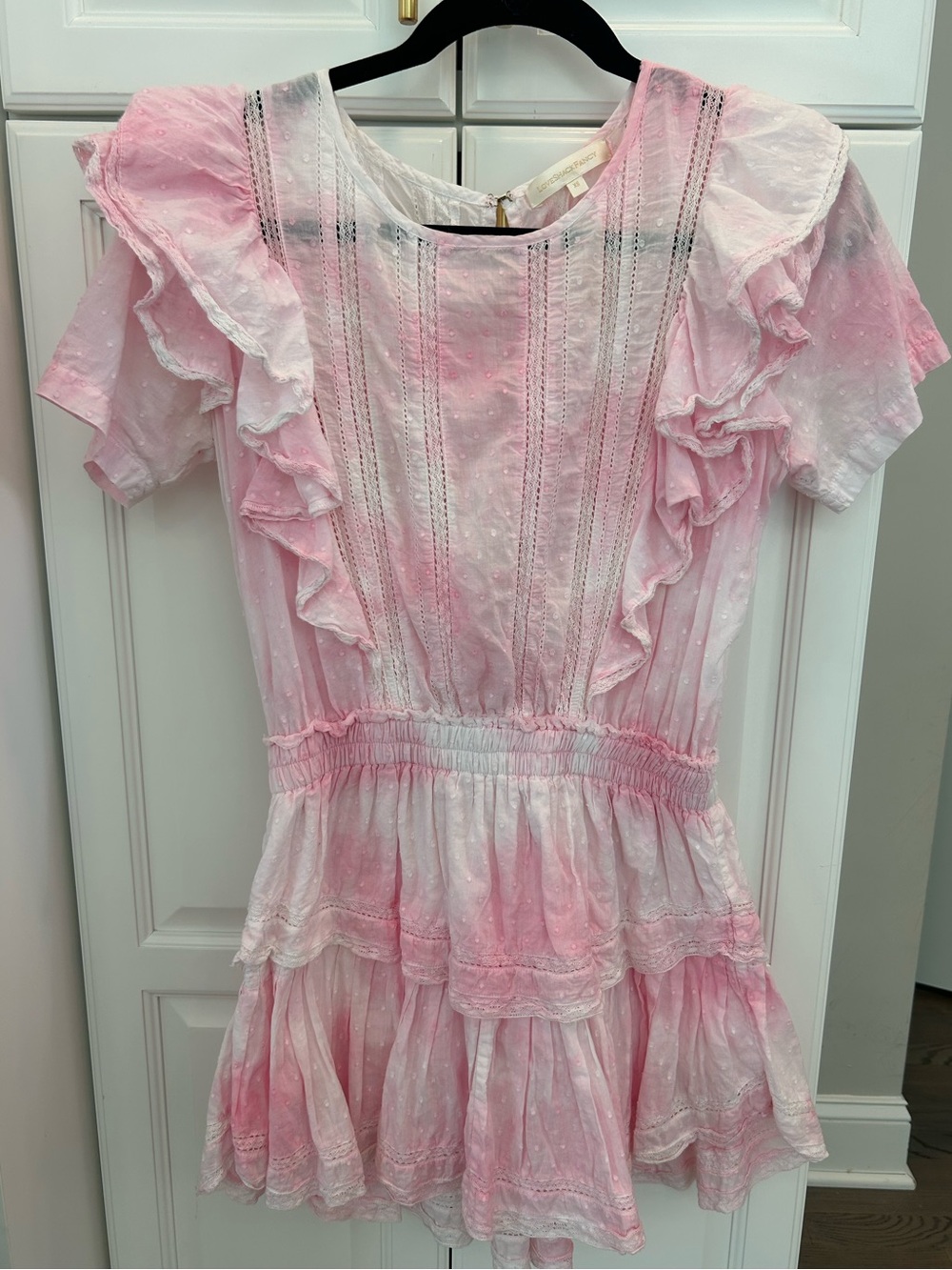 LoveShackFancy Pink Ruffle Tiered Cotton Dress